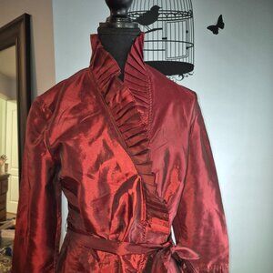 Light Weight Shiny Red Blazer with Belt (M)
